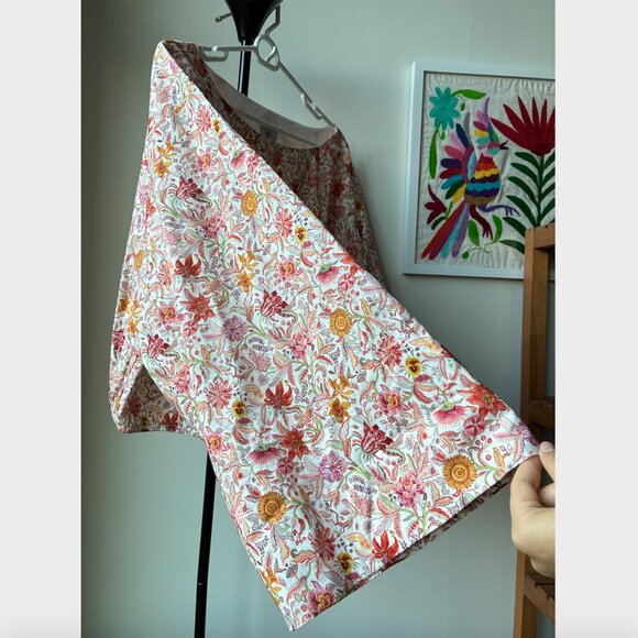 J. Crew Orange Floral Bell-sleeve Cotton Cropped Top - Size 3X - Picture 6 of 9